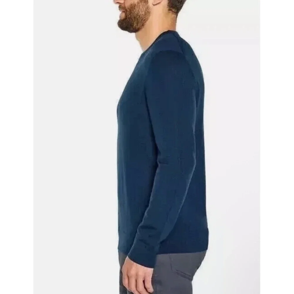 Banana Republic Men's L 100% Merino Wool Crew Neck Sweater Teal Blue Lightweight
